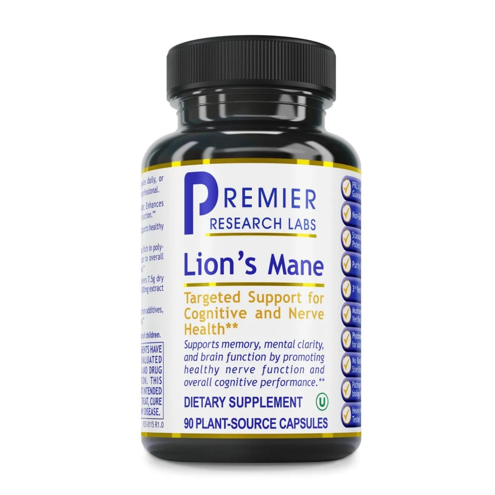 Premier Research Labs, Lion's Mane, 90 Plant-Source Capsules UPC 807735726102 | Hilife Vitamins