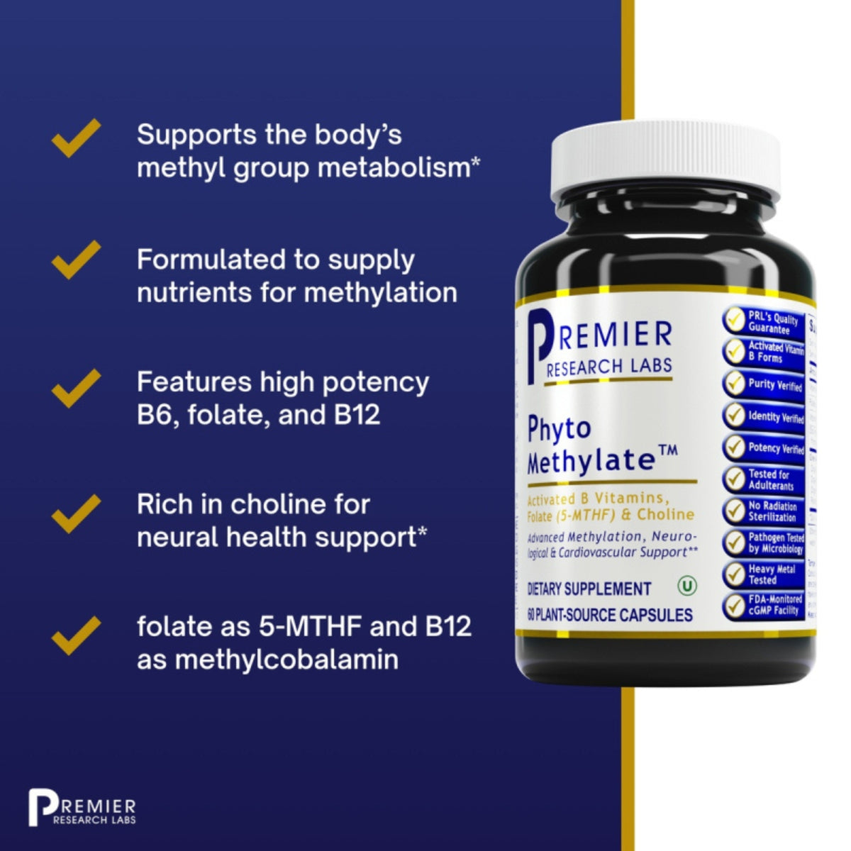 Premier Research Labs, Phyto Methylate, 60 Plant-Source Capsules UPC 807735020866 | Hilife Vitamins