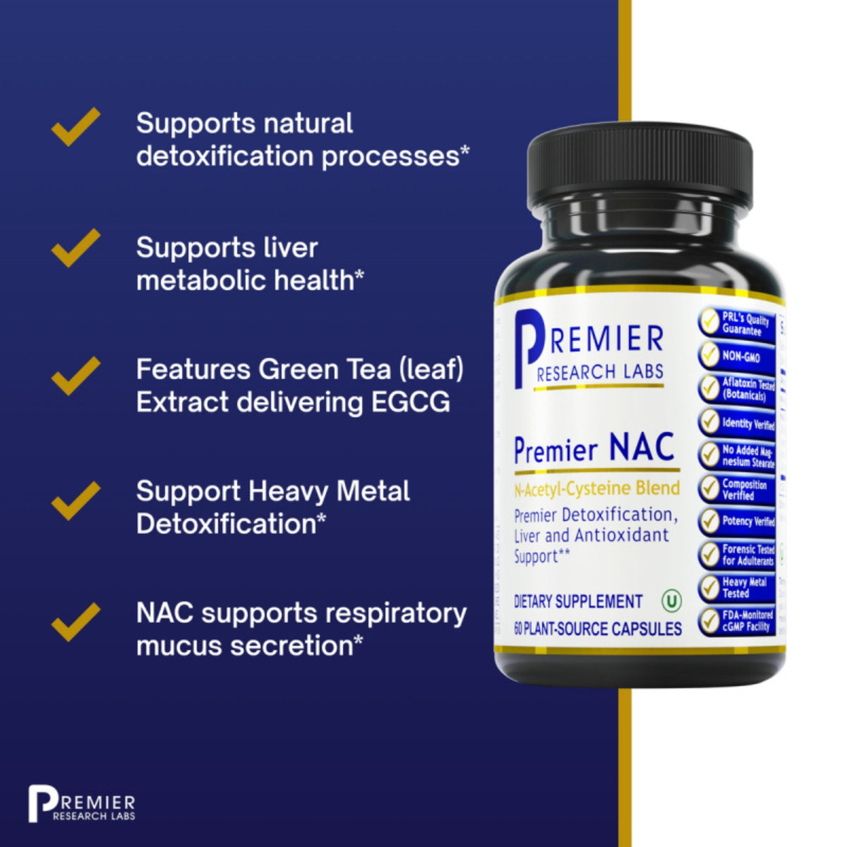 Premier Research Labs, Premier NAC, 60 Plant-Source Capsules UPC 807735021719 | Hilife Vitamins