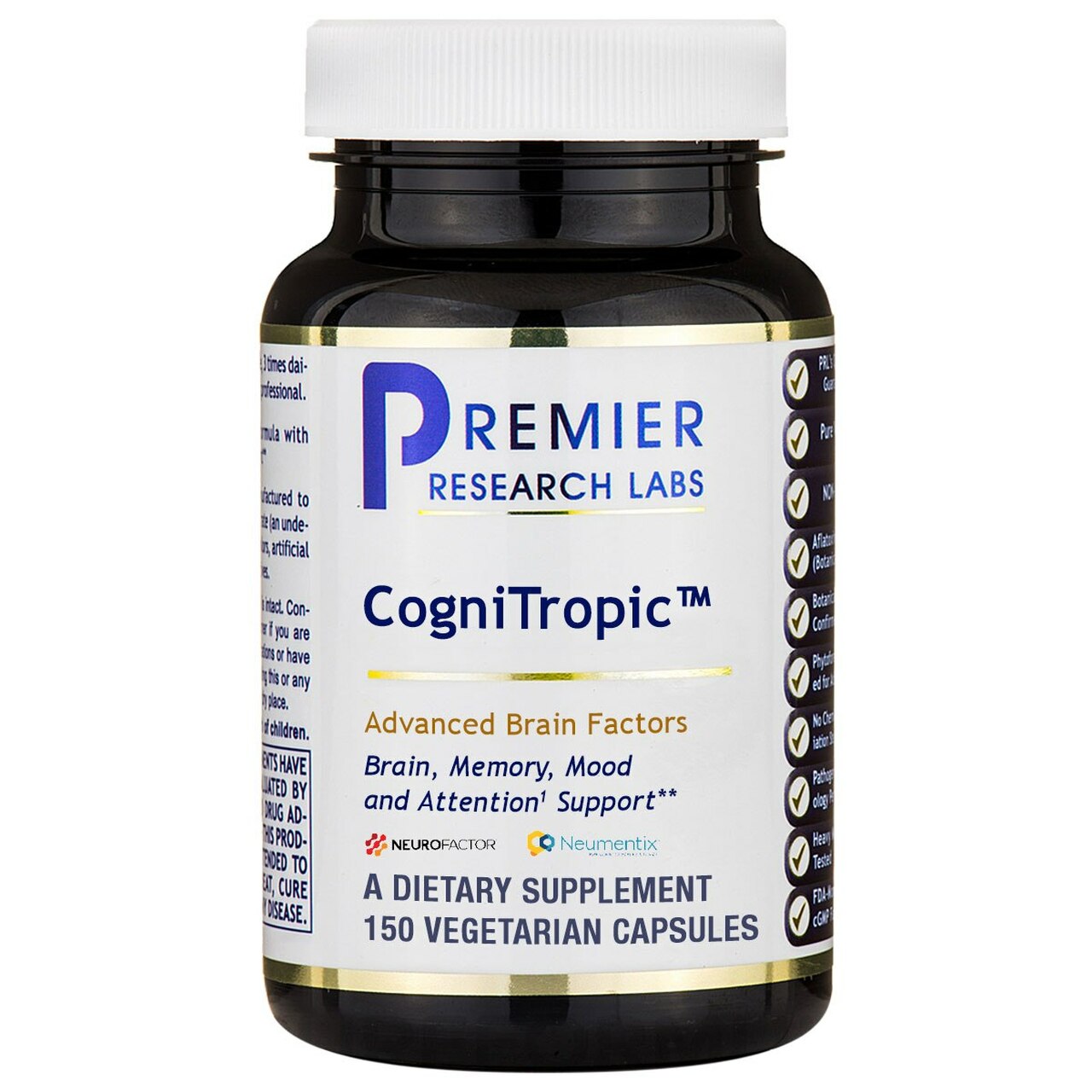 Premier Research Labs, Cognitropic, 120 Vegetarian Capsules UPC 807735021931 | Hilife Vitamins