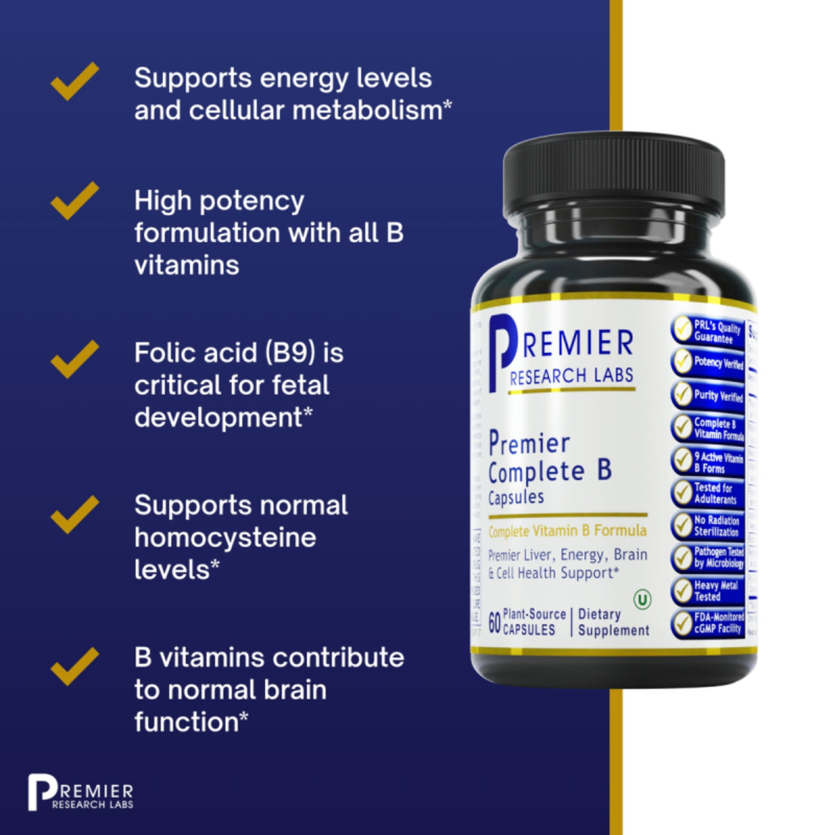 Premier Research Labs, Premier Complete B Capsules, 60 Plant-Source Capsules UPC 807735022006 | Hilife Vitamins