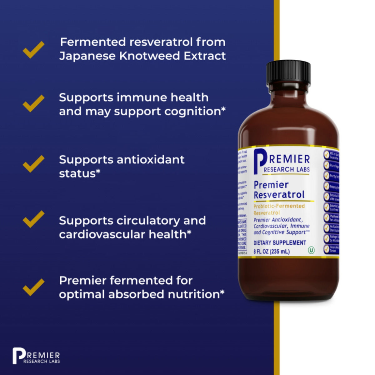 Premier Research Labs, Premier Resveratrol, (Fermented), 8 fl oz (235 mL) UPC 807735023683 | Hilife Vitamins