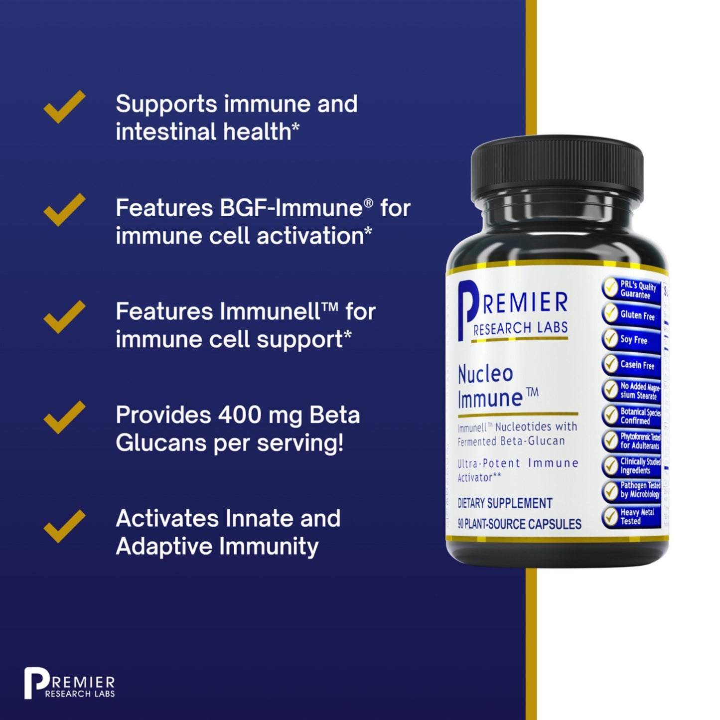 Premier Research Labs, Nucleo Immune™, 60 Pant-Source Capsules UPC 807735023690 | Hilife Vitamins