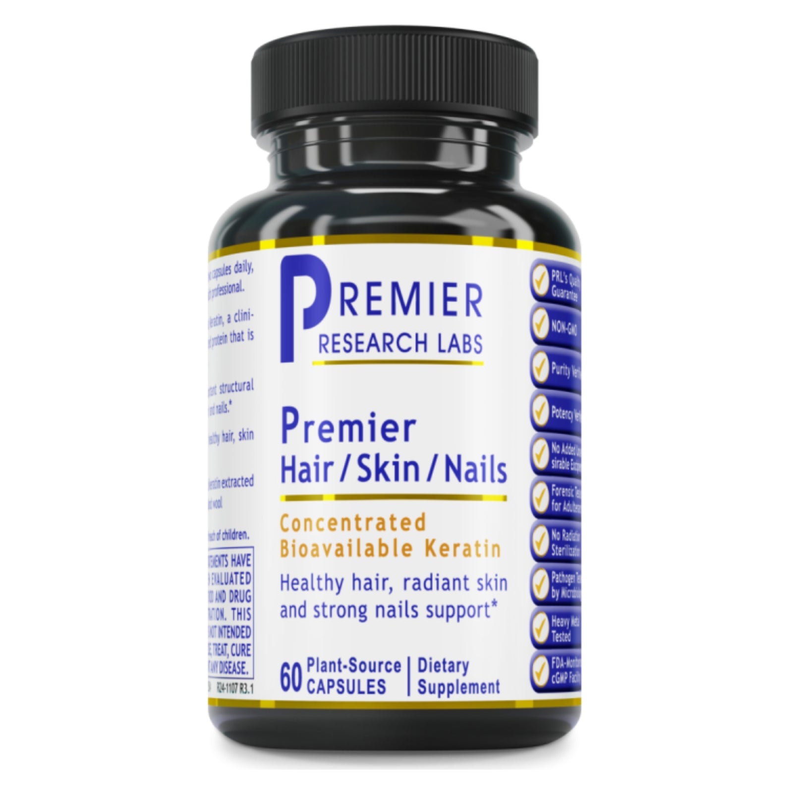 Premier Research Labs, Premier Hair/Skin/Nails, 60 Plant-Source Capsules UPC 807735025342 | Hilife Vitamins