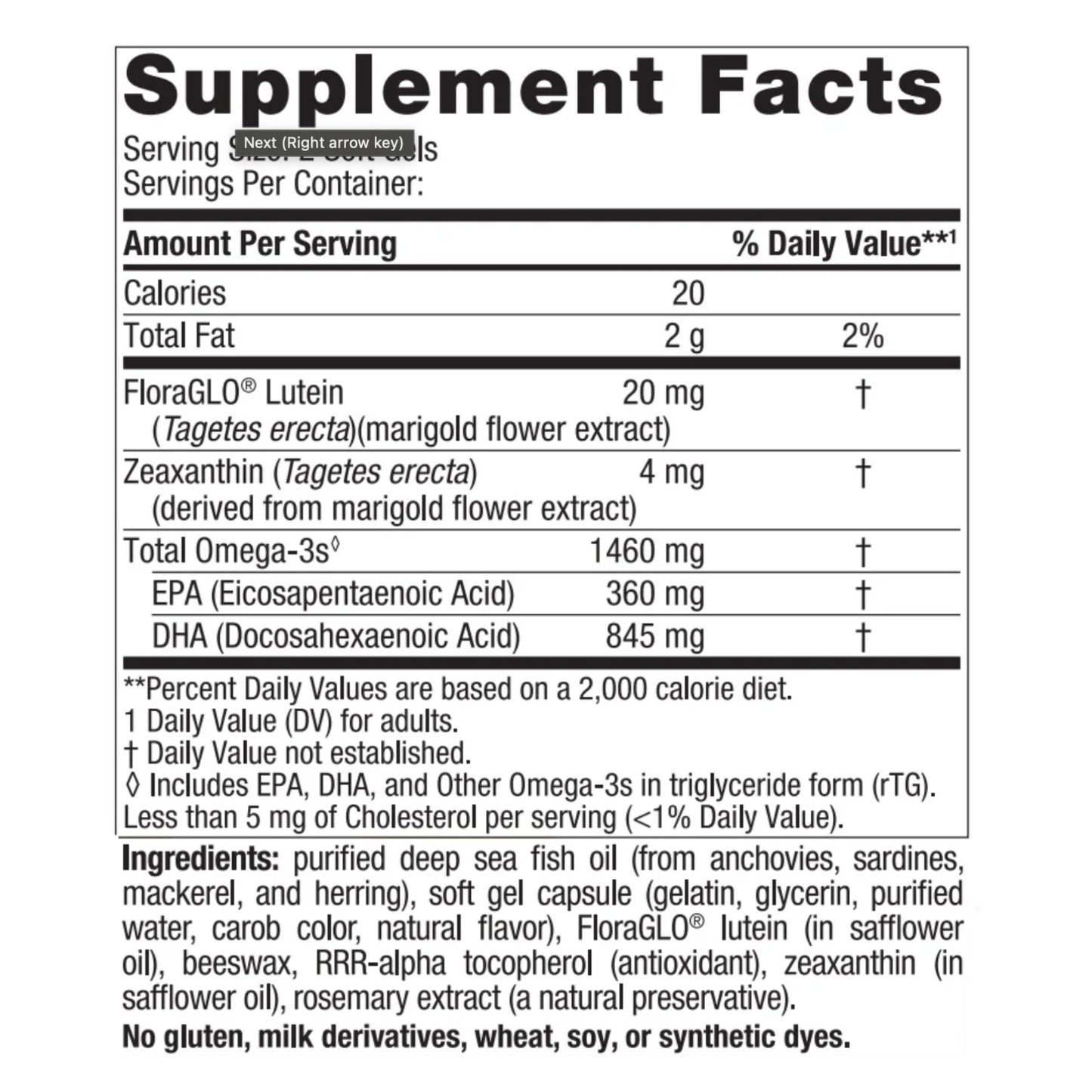 Nordic Naturals, ProDHA Eye, 1,000 mg, 120 Softgels UPC 768990500978 | HiLife Vitamins