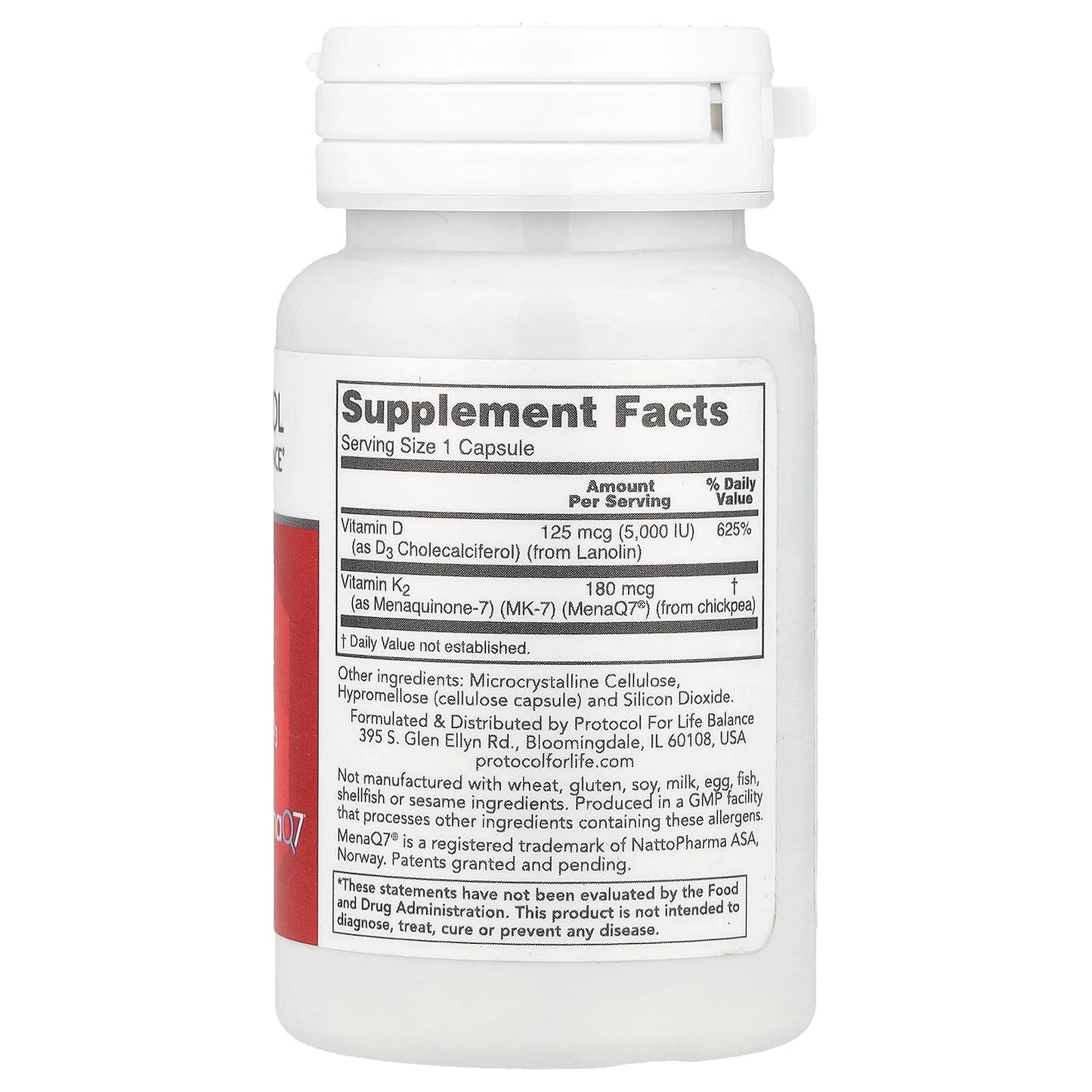 Protocol For Life Balance, K2 MK-7 & D3, 60 Capsules UPC 707359103849 | HiLife Vitamins