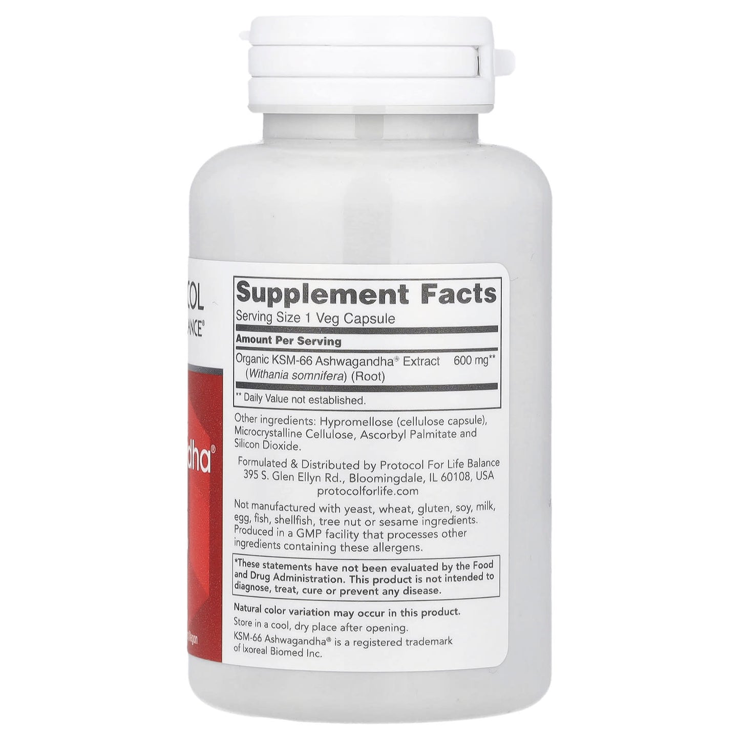 Protocol For Life Balance, KSM-66 Ashwagandha® Root Extract, 600 mg, 90 Veg Capsules UPC 707359146334 | HiLife Vitamins
