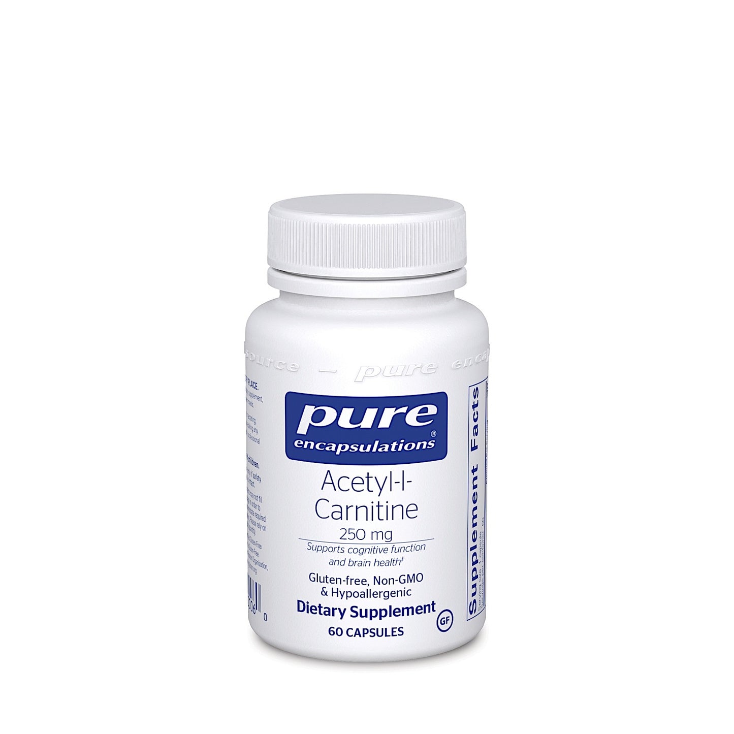 Pure Encapsulations, Acetyl-L-Carnitine 250 mg, 60 Capsules UPC 766298000060 | HiLife Vitamins
