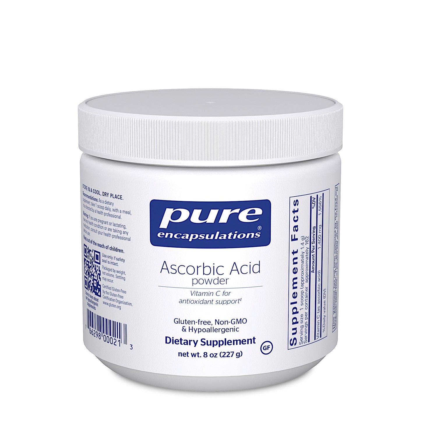 Pure Encapsulations, Ascorbic Acid powder, 8 oz UPC 766298000213 | HiLife Vitamins