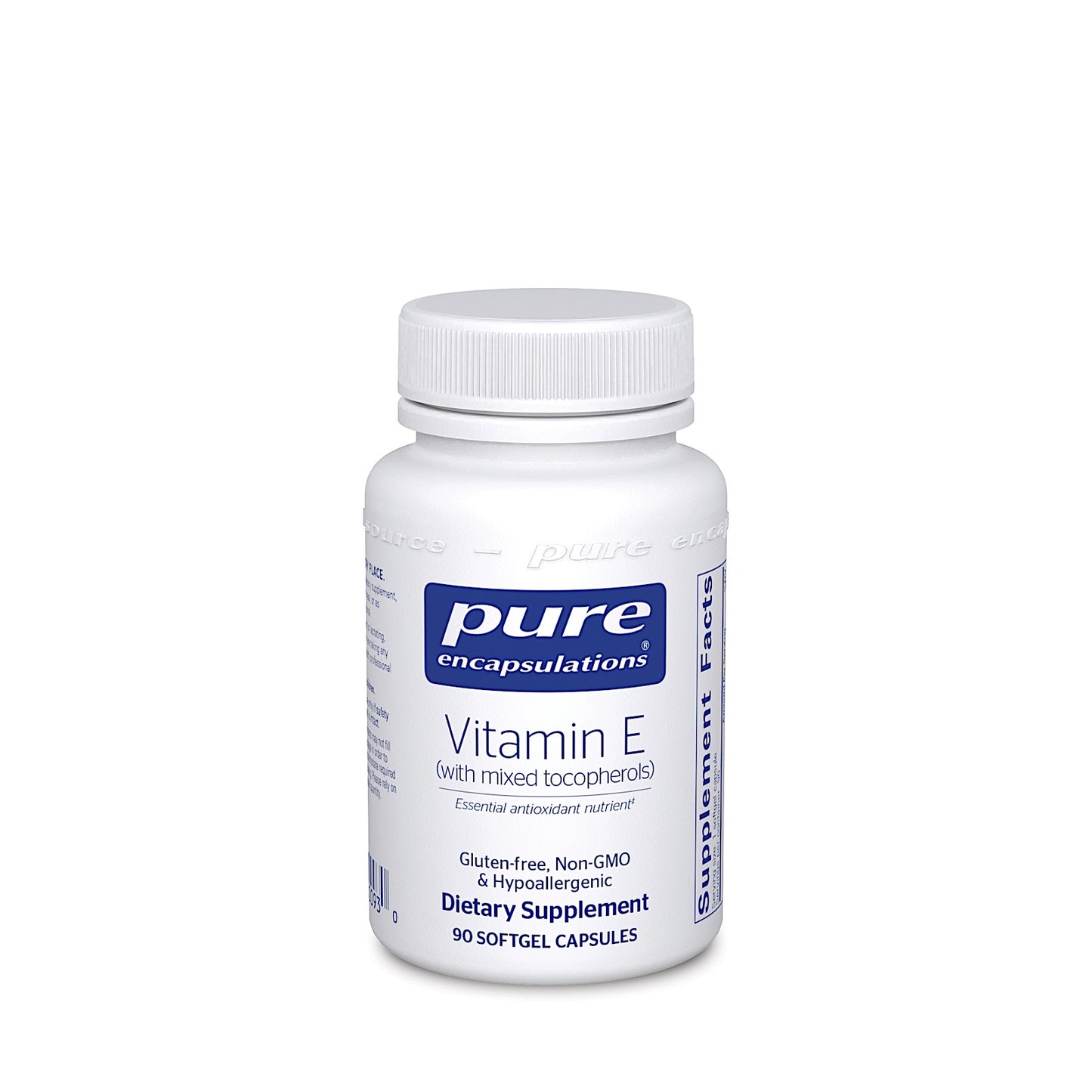 Pure Encapsulations, Vitamin E (with mixed tocopherols), 90 Softgels UPC 766298000930 | HiLife Vitamins