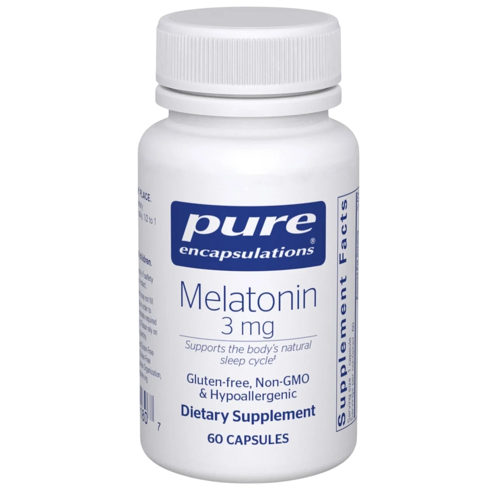 Pure Encapsulations, Melatonin 3 mg, 60 Capsules UPC 766298001807 | Hilife Vitamins