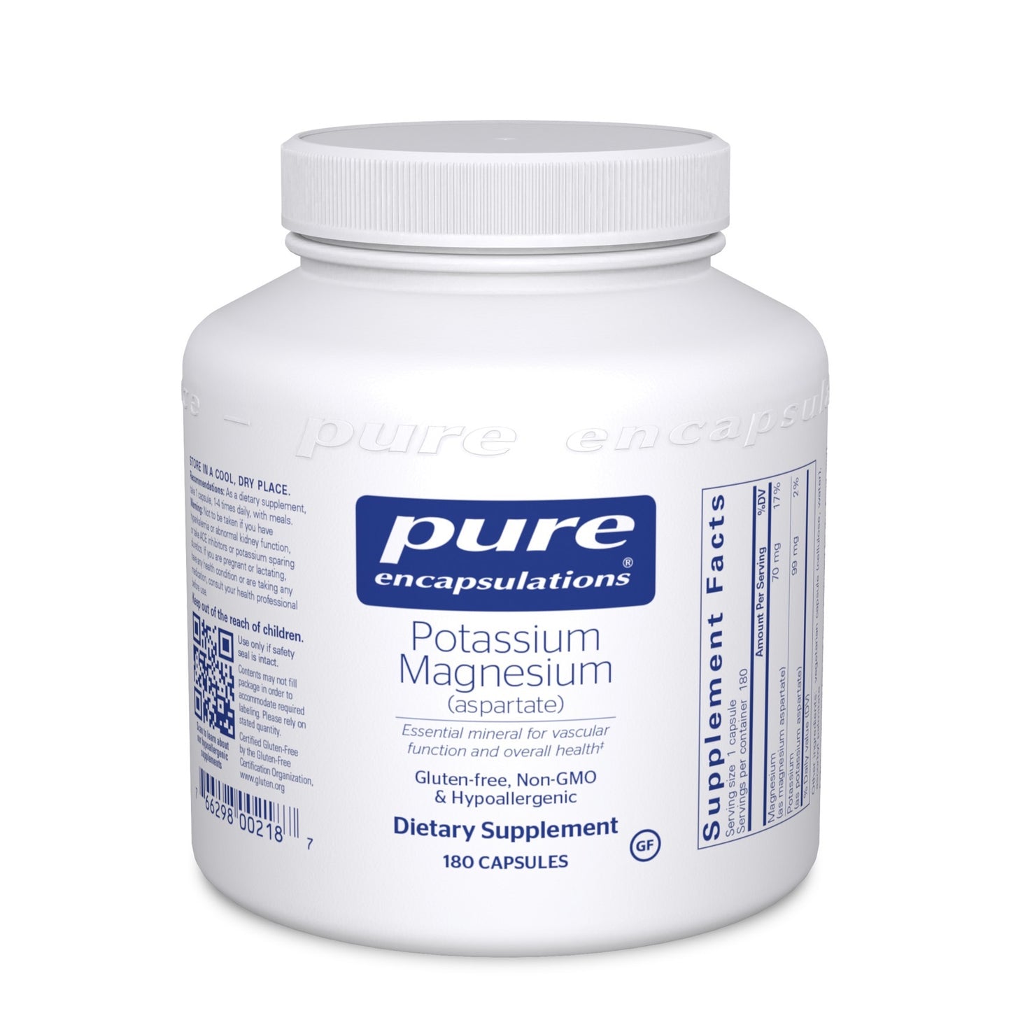 Pure Encapsulations, Potassium Magnesium aspartate, 180 Capsules UPC 766298002187 | HiLife Vitamins