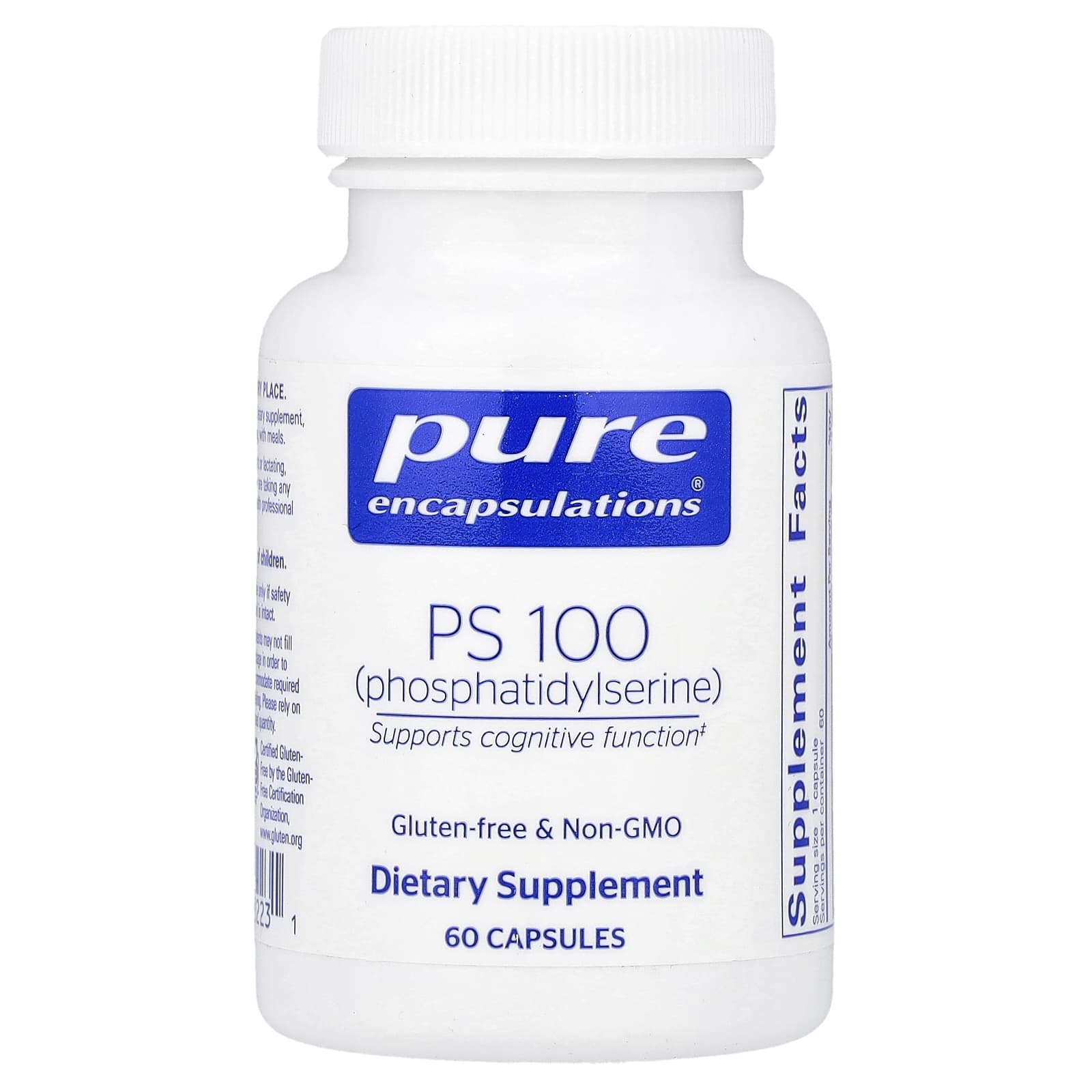 Pure Encapsulations, PS 100 (phosphatidylserine), 60 Capsules UPC 766298002231 | Hilife Vitamins
