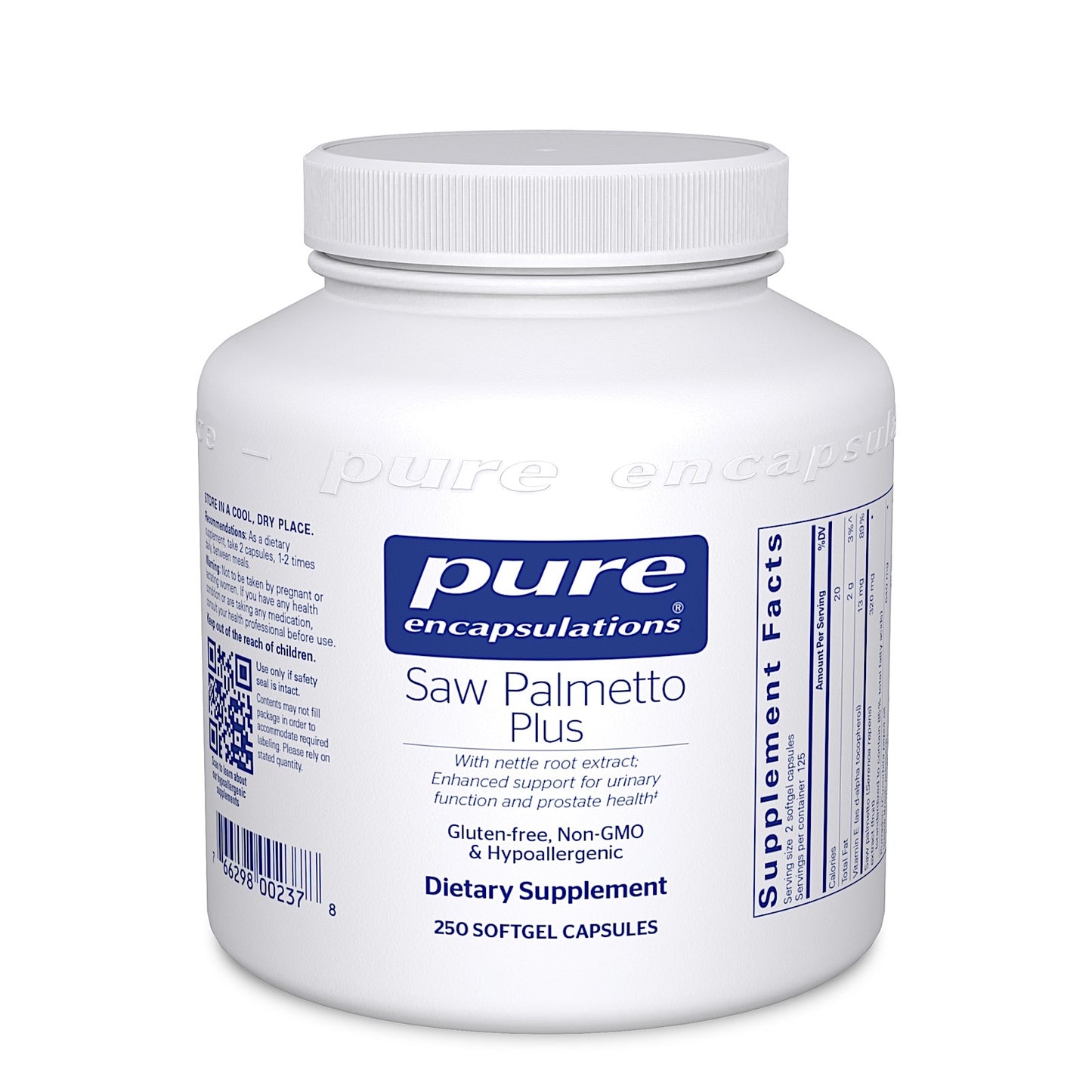 Pure Encapsulations, Saw Palmetto Plus, 250 Softgels UPC 766298002378 | HiLife Vitamins