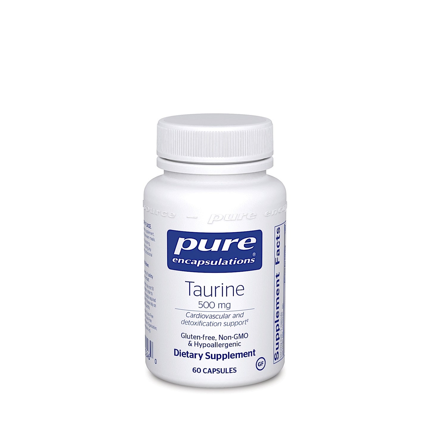 Pure Encapsulations, Taurine 500 mg, 60 Capsules UPC 766298002460 | HiLife Vitamins