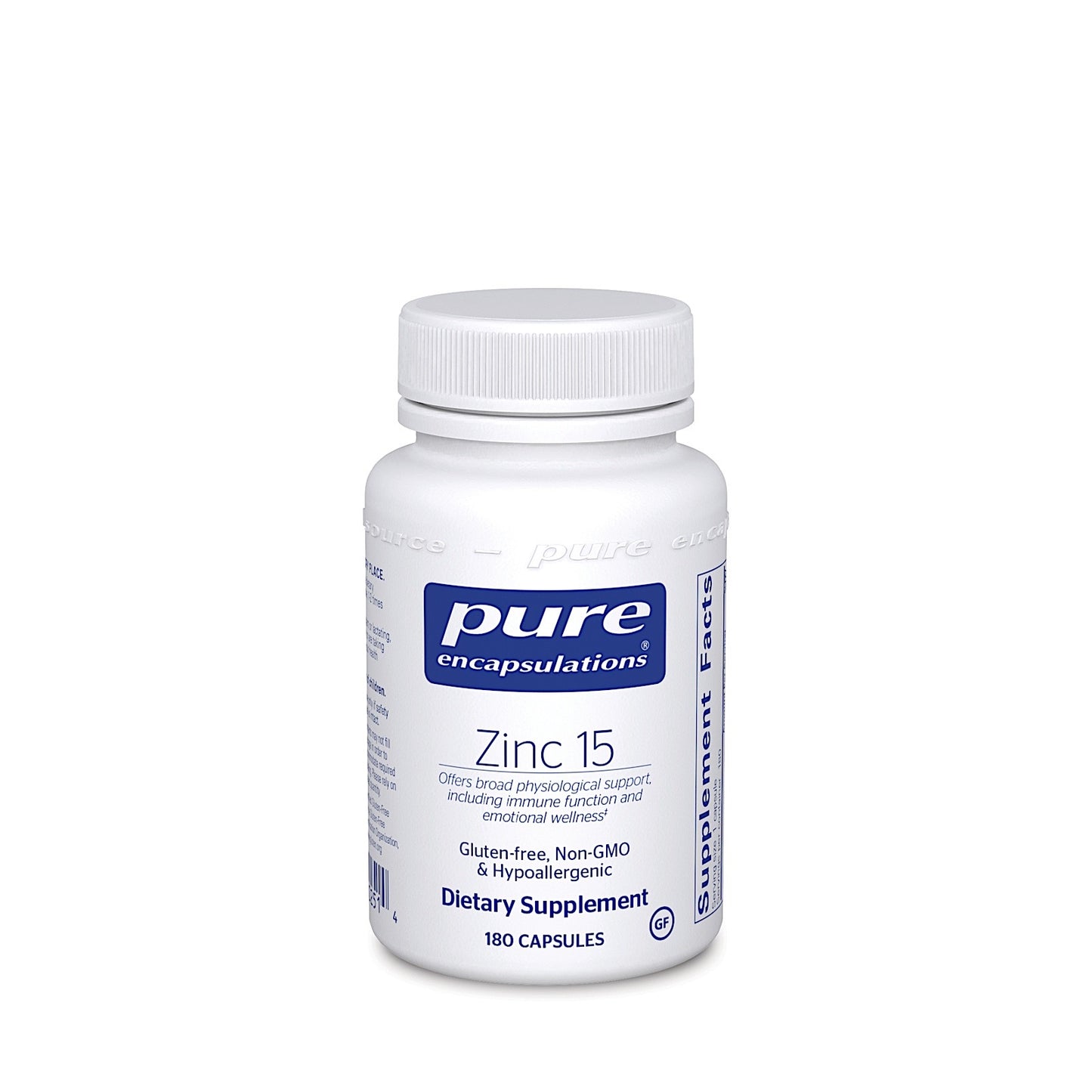 Pure Encapsulations, Zinc 15, 180 Capsules UPC 766298002514 | HiLife Vitamins