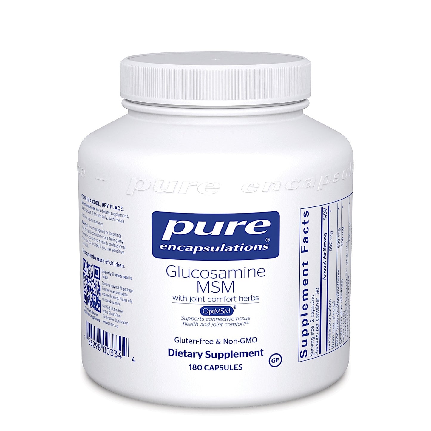 Pure Encapsulations, Glucosamine MSM with joint comfort herbs, 360 Capsules UPC 766298003344 | HiLife Vitamins