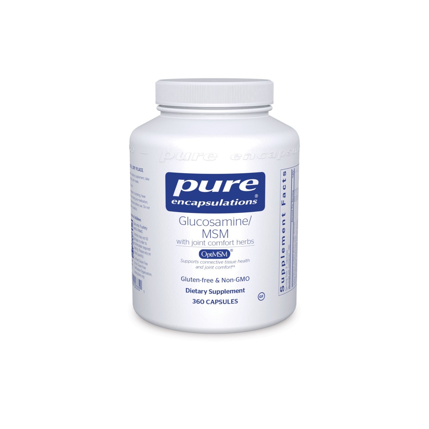 Pure Encapsulations, Glucosamine MSM with joint comfort herbs, 180 Capsules UPC 766298003351 | HiLife Vitamins