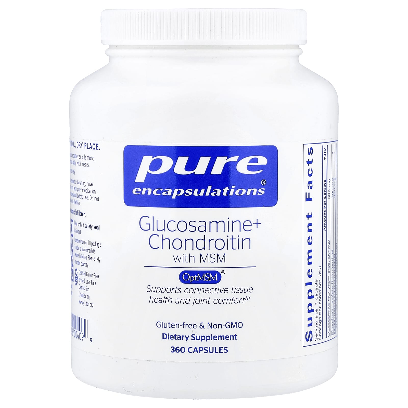 Pure Encapsulations, Glucosamine Chondroitin with MSM, 360 Capsules UPC 766298004099 | Hilife Vitamins