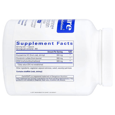 Pure Encapsulations, Glucosamine Chondroitin with MSM, 360 Capsules UPC 766298004099 | Hilife Vitamins
