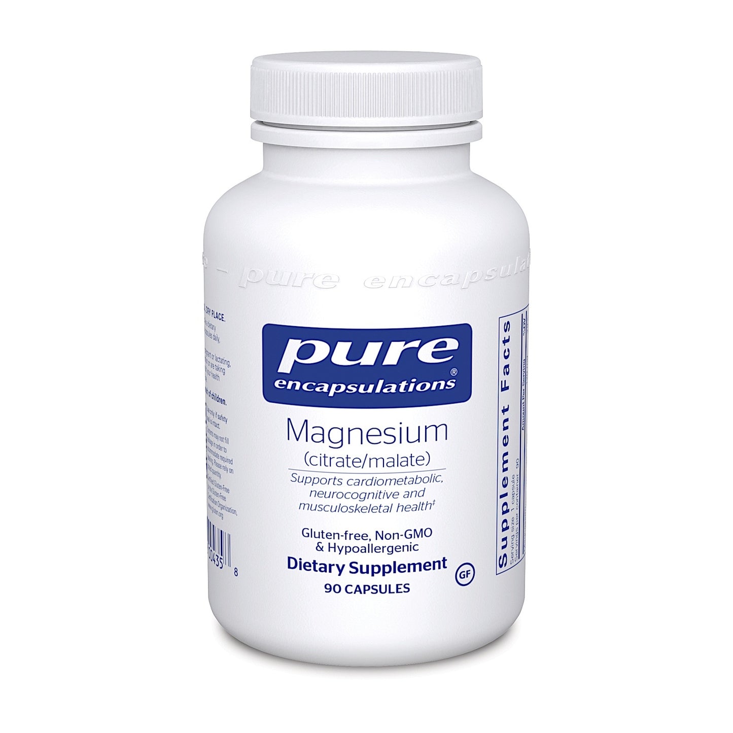 Pure Encapsulations, Magnesium Citrate/Malate 120 mg, 90 Capsules UPC 766298004358 | HiLife Vitamins