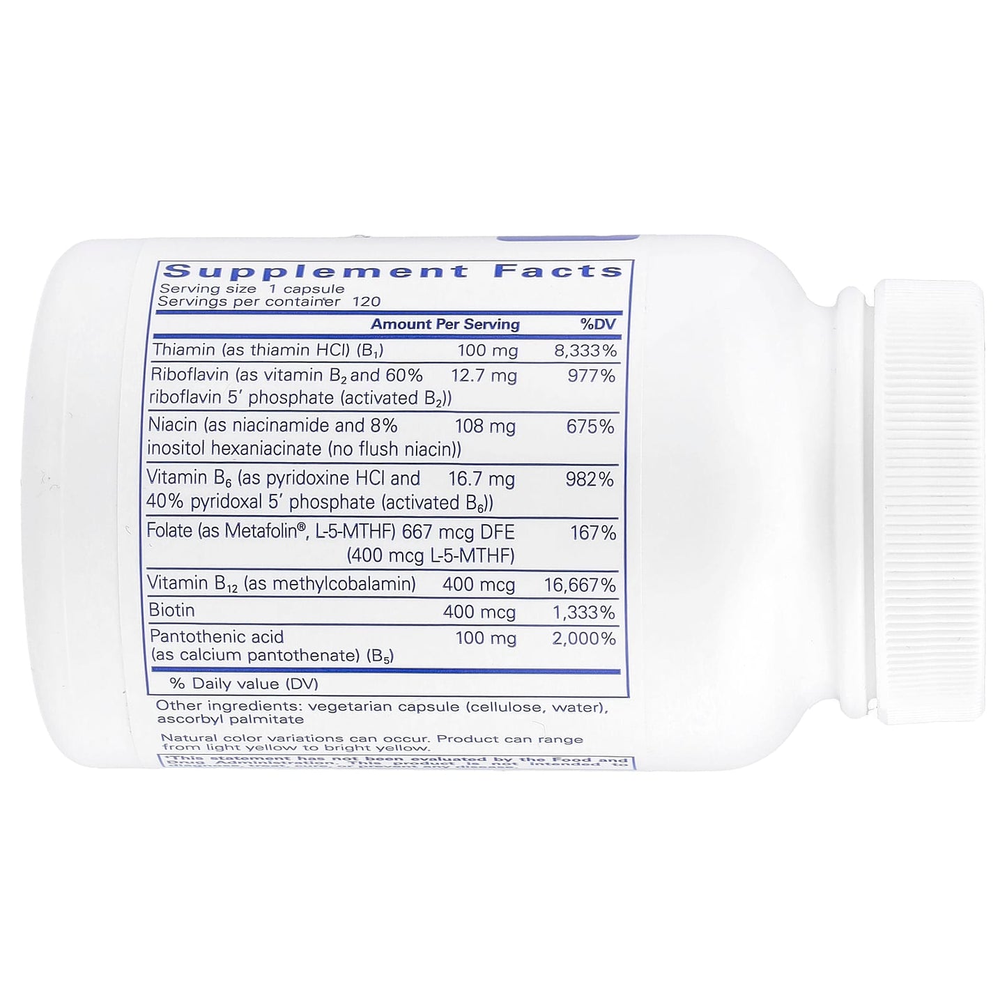 Pure Encapsulations, B-Complex Plus, 120 Capsules UPC 766298004495 | HiLife Vitamins