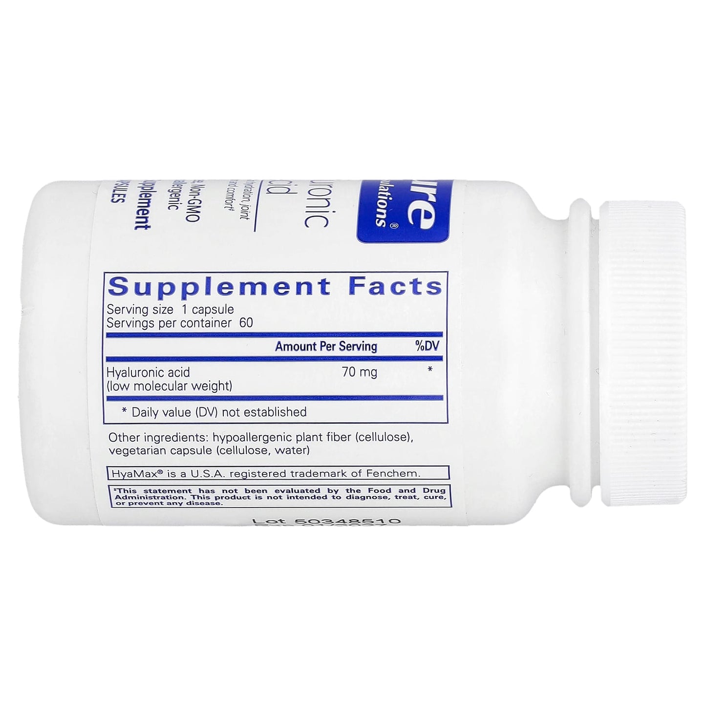 Pure Encapsulations, Hyaluronic Acid, 60 Capsules UPC 766298006055 | HiLife Vitamins