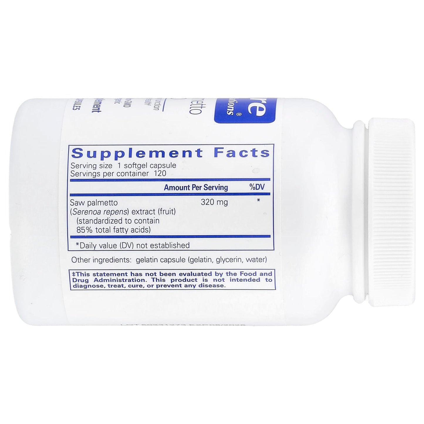 Pure Encapsulations, Saw Palmetto 320, 120 Softgels UPC 766298007830 | HiLife Vitamins