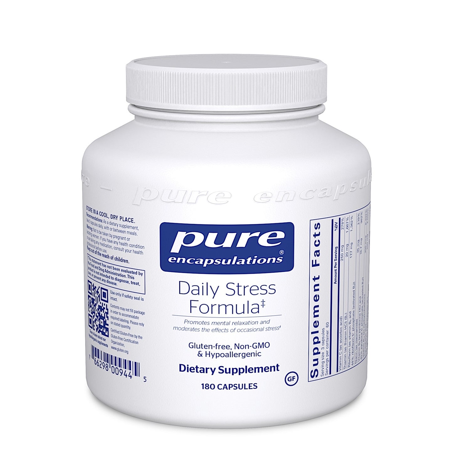 Pure Encapsulations, Daily Stress Formula, 180 Capsules UPC 766298009445 | HiLife Vitamins