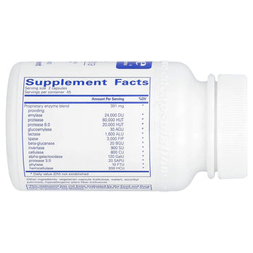 Pure Encapsulations, Digestive Enzymes Ultra, 90 Capsules UPC 766298009735 | HiLife Vitamins