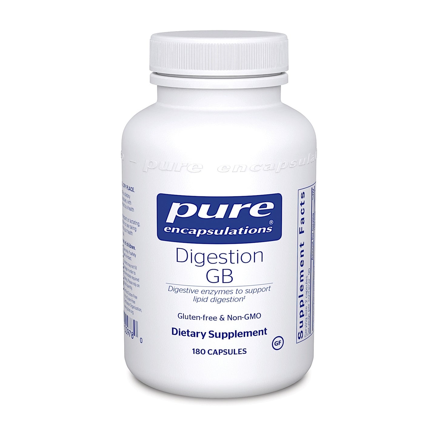 Pure Encapsulations, Digestion GB, 180 Capsules UPC 766298009780 | HiLife Vitamins