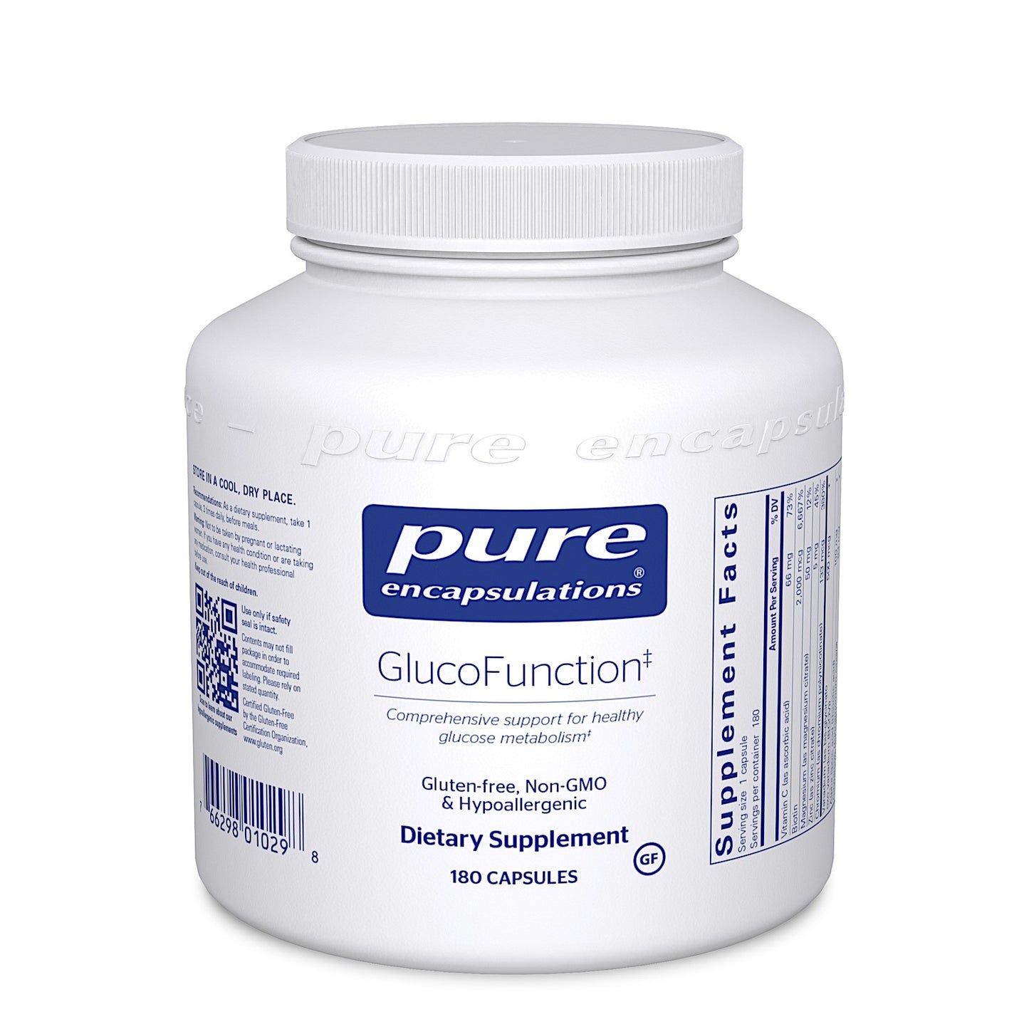 Pure Encapsulations, GlucoFunction, 180 Capsules UPC 766298010298 | HiLife Vitamins