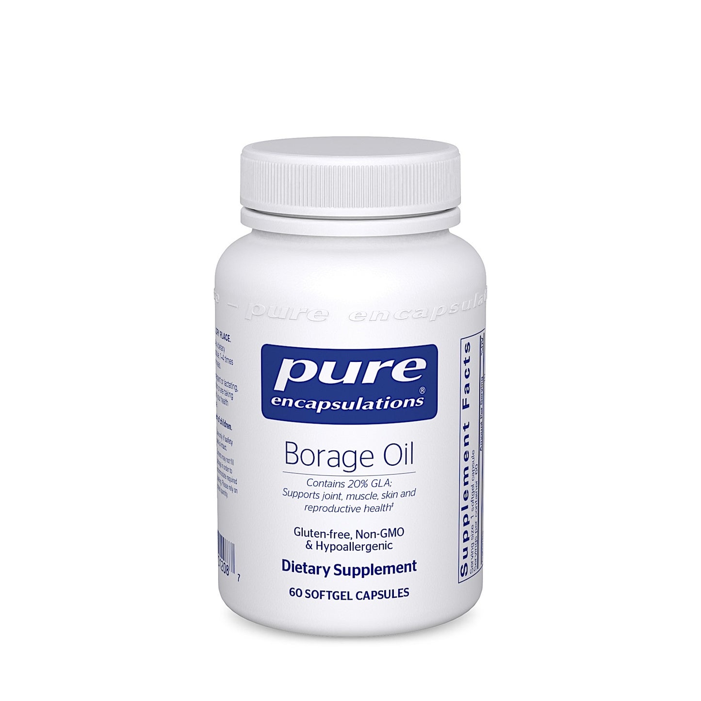 Pure Encapsulations, Borage Oil, 60 Softgels UPC 766298012087 | HiLife Vitamins