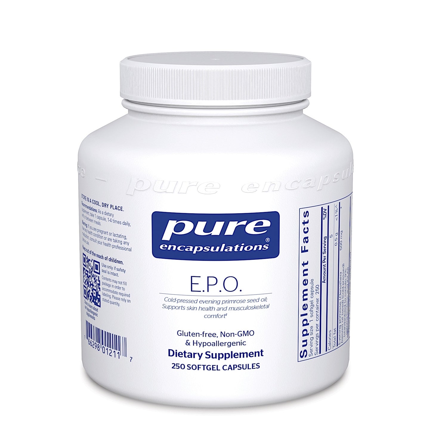 Pure Encapsulations, EPO, 250 Softgels UPC 766298012117 | HiLife Vitamins