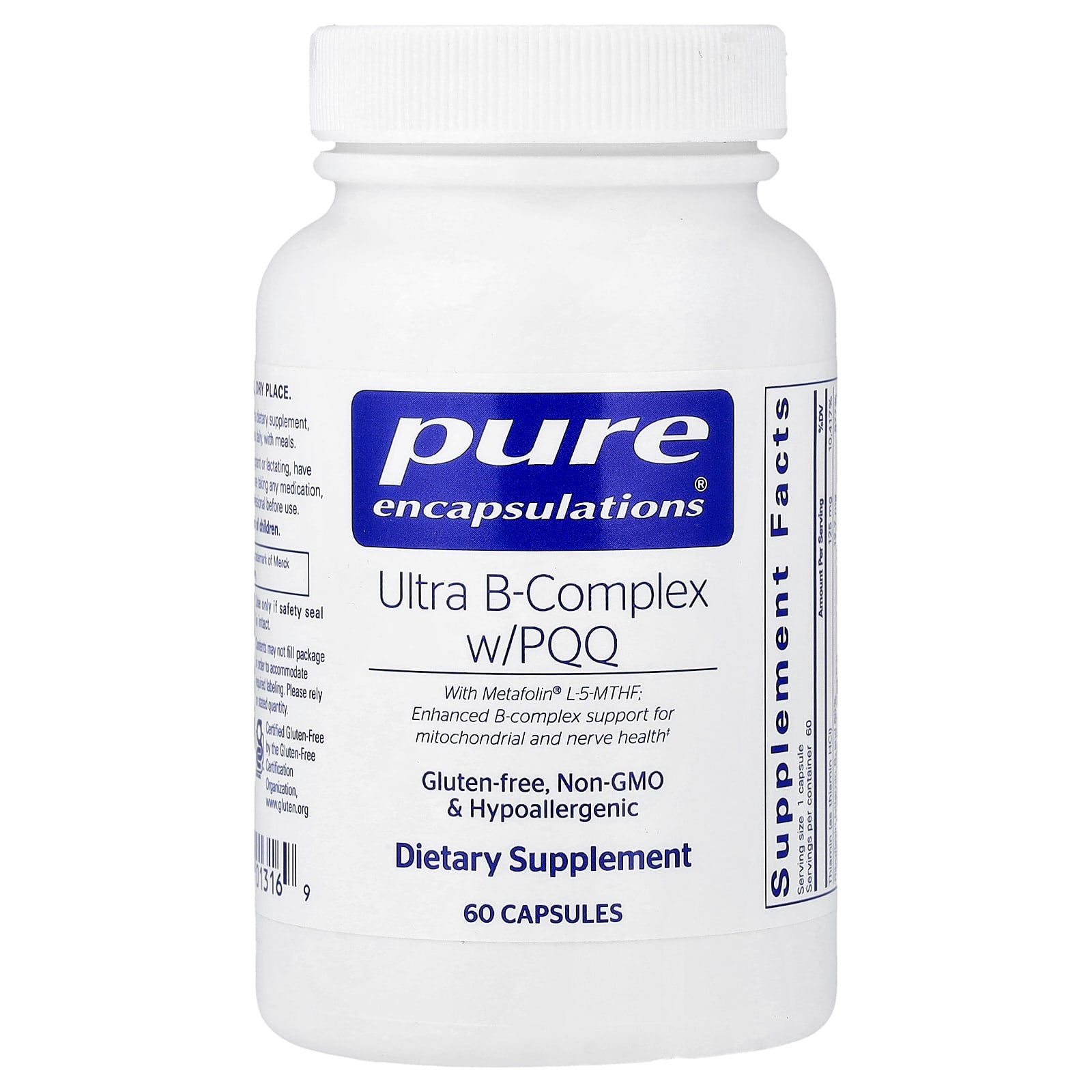 Pure Encapsulations, Ultra B-Complex W/ PQQ, 60 Capsules UPC 766298013169 | Hilife Vitamins