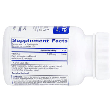 Pure Encapsulations, Vitamin A, 3,000 mcg (10,000 IU), 120 Softgel Capsules UPC 766298013336 | Hilife Vitamins