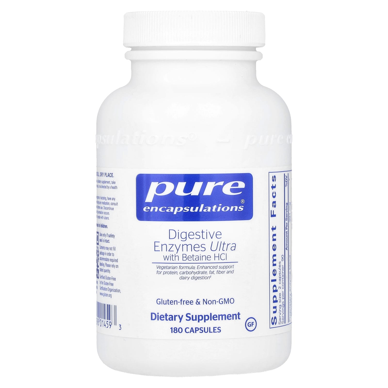 Pure Encapsulations, Digestive Enzymes Ultra w/Betaine HCl, 180 Capsules UPC 766298014593 | HiLife Vitamins