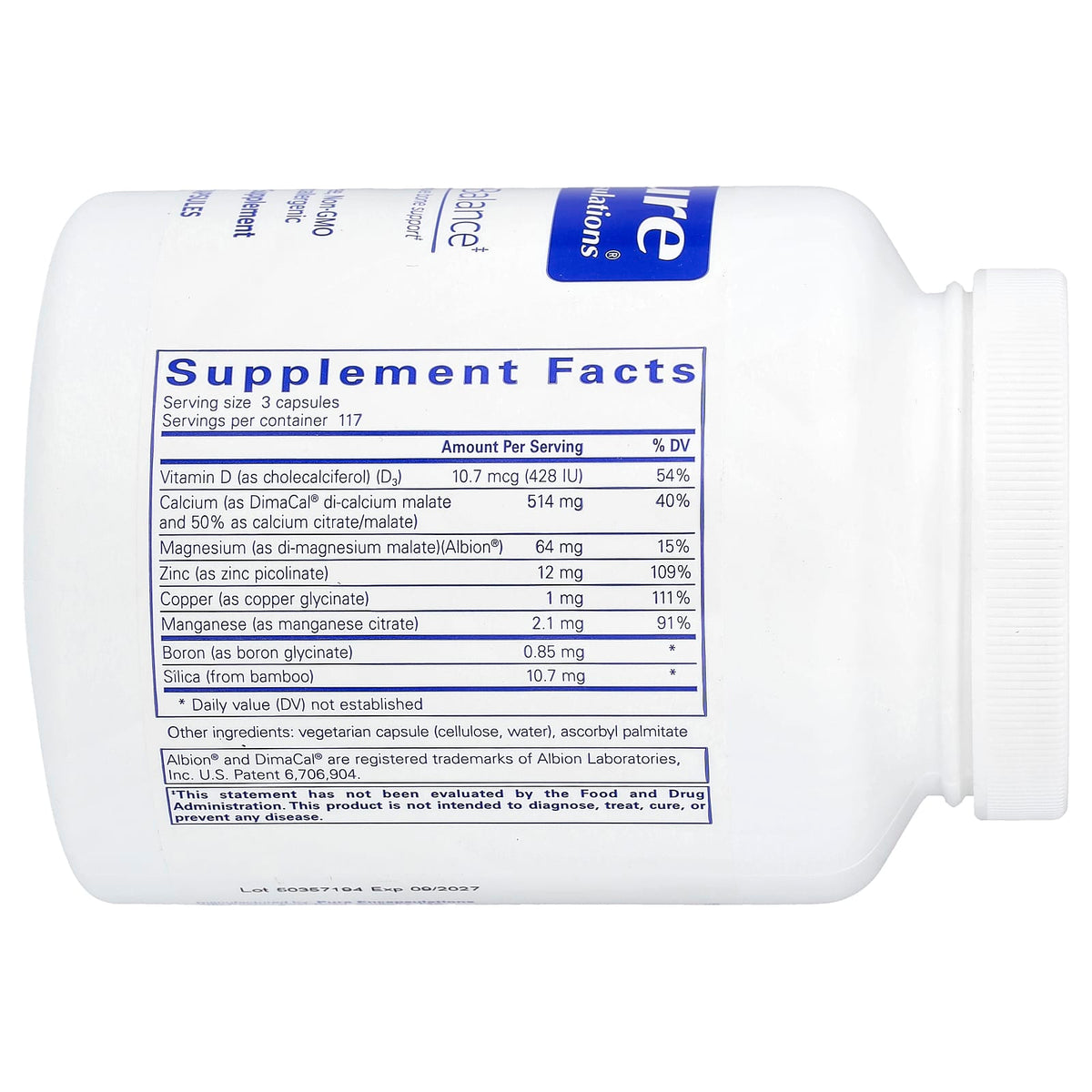 Pure Encapsulations, Osteobalance, 350 Capsules UPC 766298015262 | Hilife Vitamins