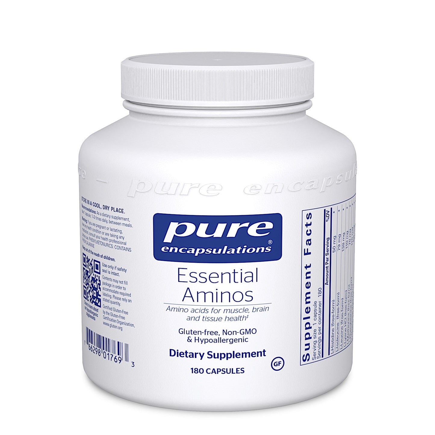 Pure Encapsulations, Essential Aminos, 180 Capsules UPC 766298017693 | HiLife Vitamins