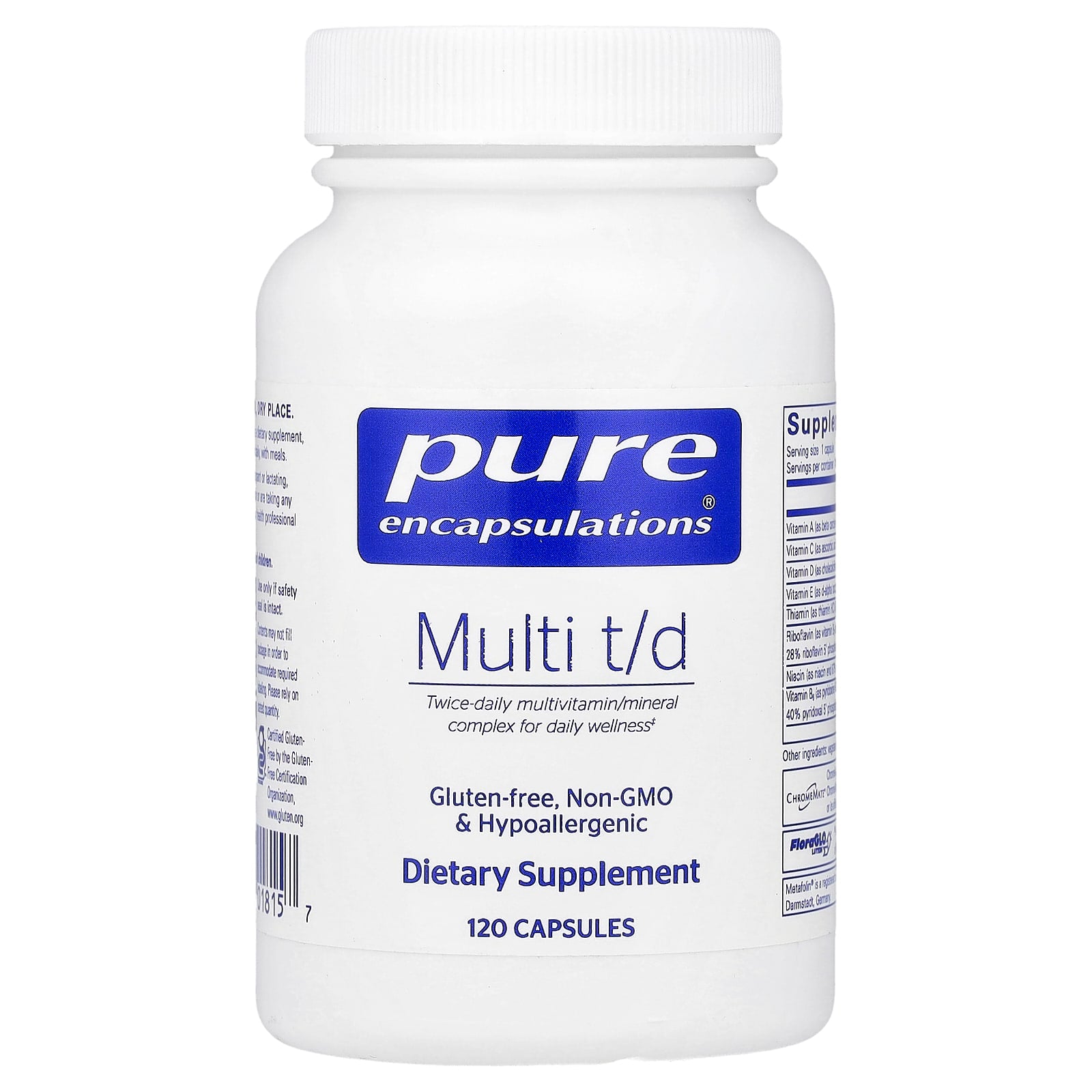 Pure Encapsulations, Multi T/D, 120 Capsules UPC 766298018157 | Hilife Vitamins