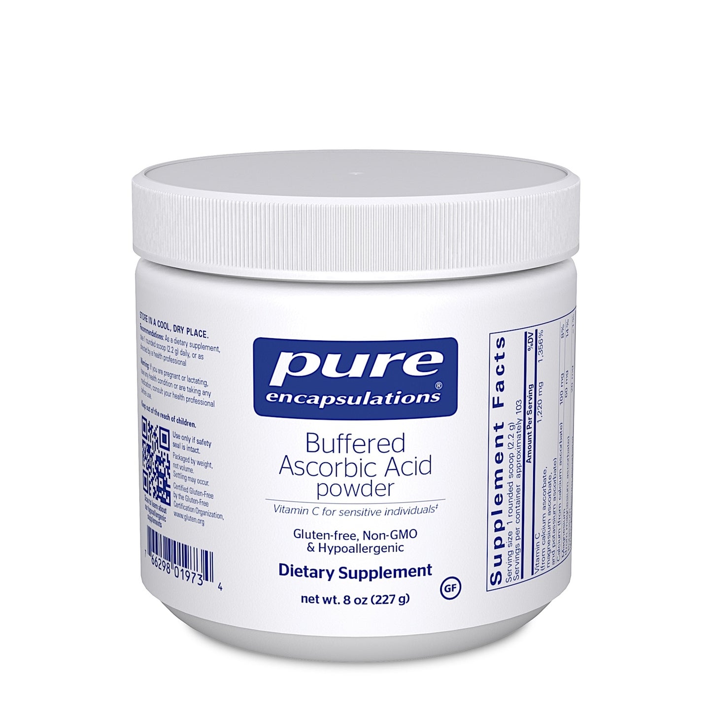 Pure Encapsulations, Buffered Ascorbic Acid, 8 Oz UPC 766298019734 | HiLife Vitamins