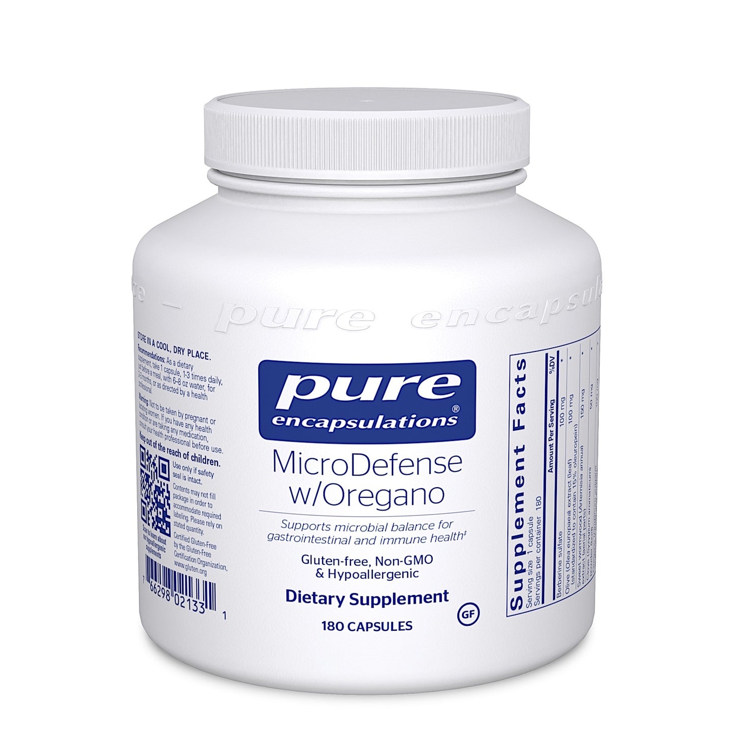 Pure Encapsulations, MicroDefense w/Oregano, 180 Capsules UPC 766298021331 | HiLife Vitamins