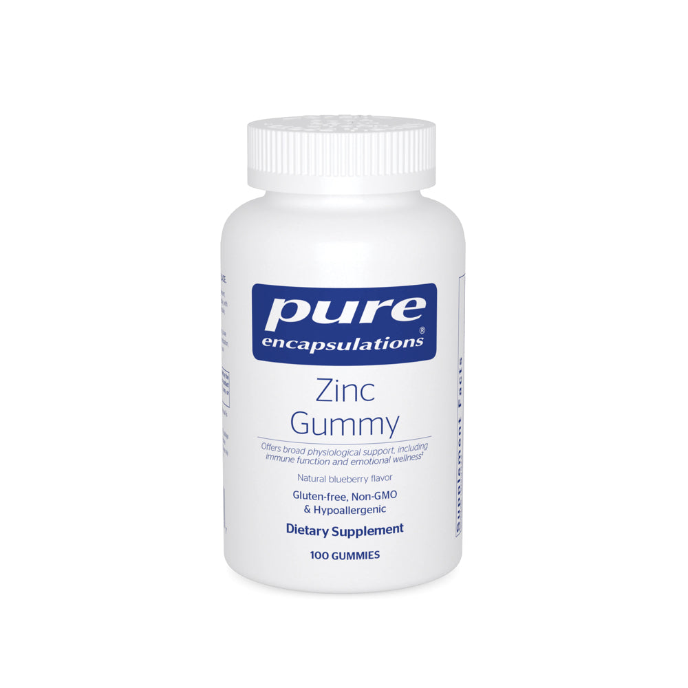 Pure Encapsulations, Zinc Gummy, Natural Blueberry Flavor, 100 Gummies UPC 766298023397 | HiLife Vitamins