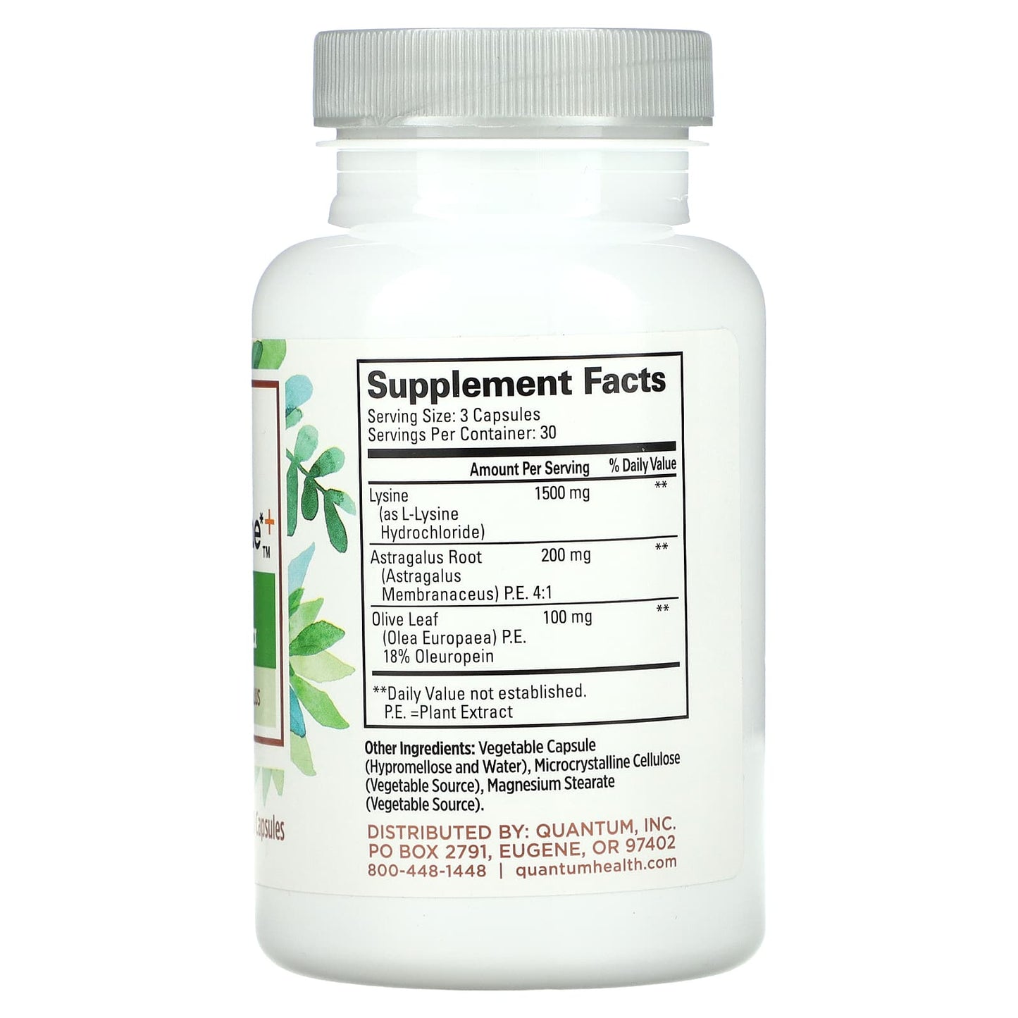 Quantum, Super Immune+ Lysine Herbal, 90 Capsules UPC 046985001120 | Hilife Vitamins