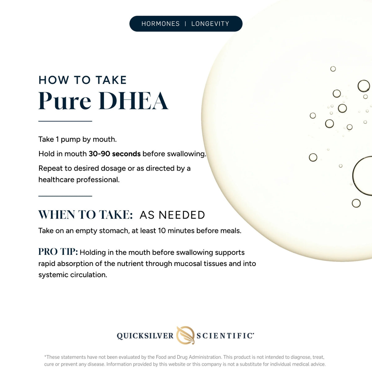 Quicksilver Scientific, Pure DHEA, 1.7 fl oz (50 mL) UPC 691835027005 | Hilife Vitamins