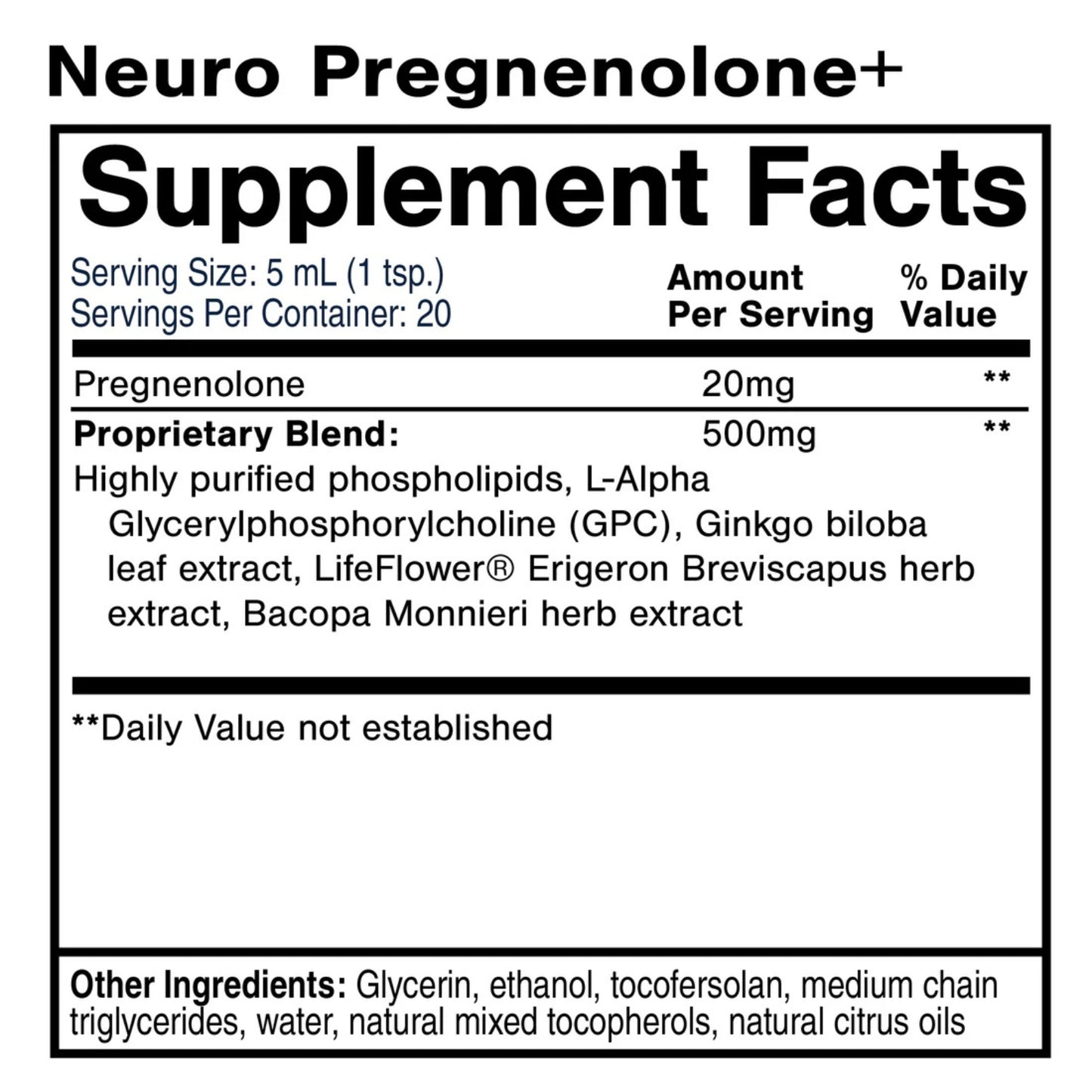 Quicksilver Scientific, Neuro Pregnenolone+, 3.38 FL OZ (100mL) UPC 810147501229 | HiLife Vitamins