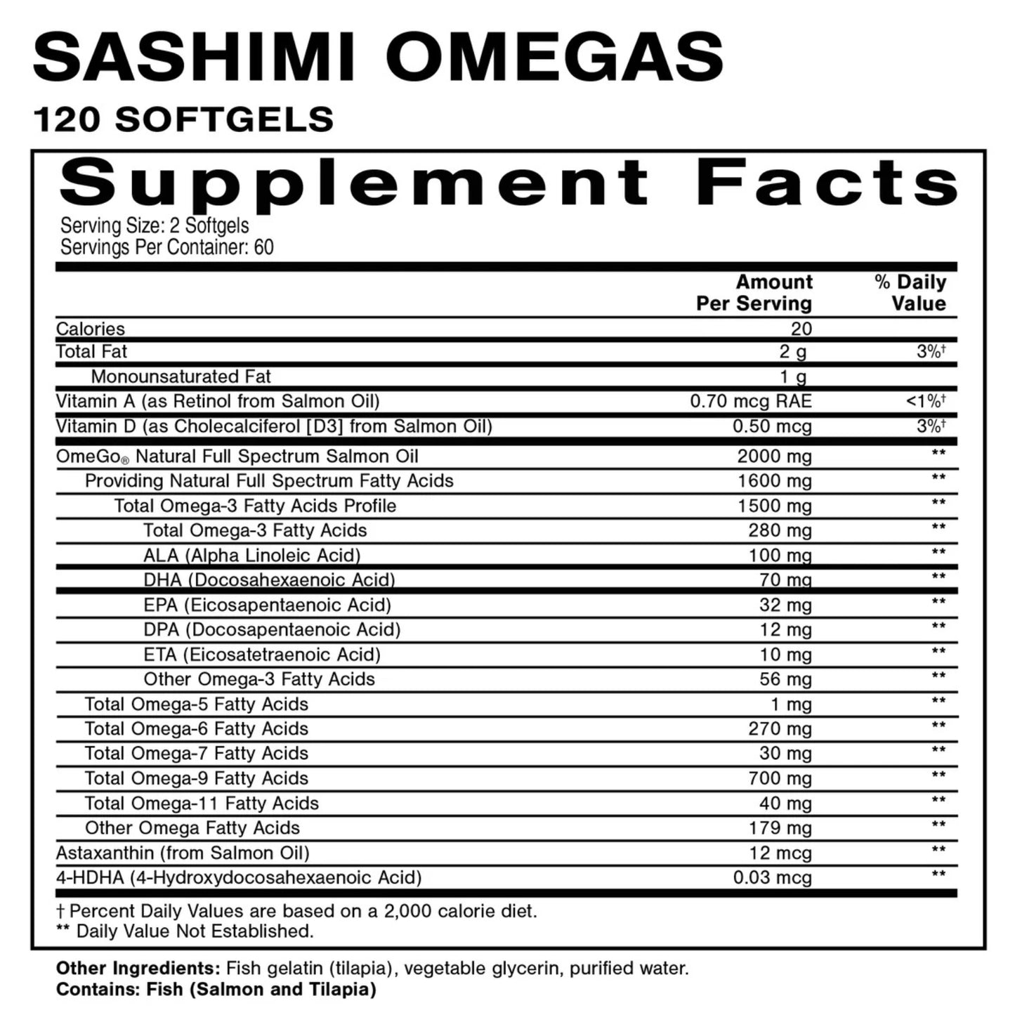 Quicksilver Scientific, Sashimi Omegas, 120 Softgels UPC 810147501595 | Hilife Vitamins