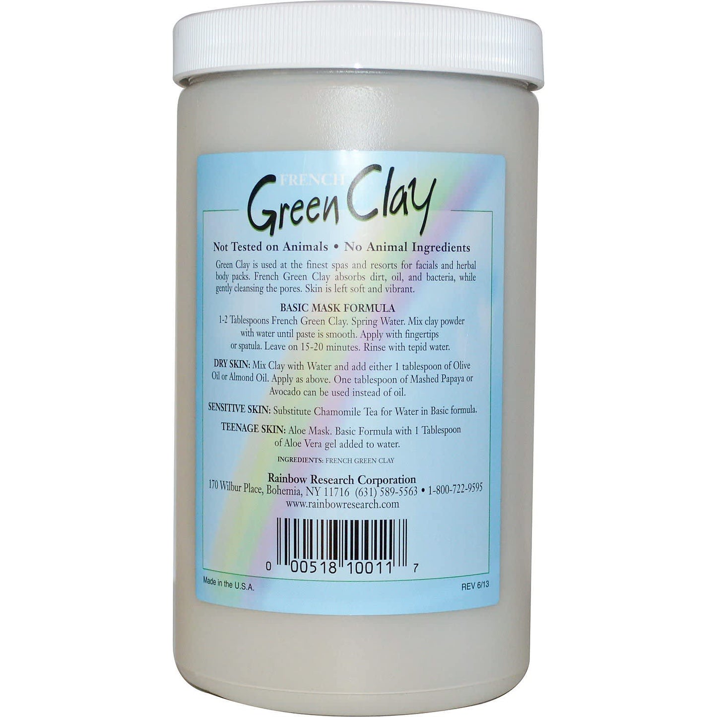 RAINBOW RESEARCH, French Green Clay Powder, 32 OUNCE UPC 000518100117 | Hilife Vitamins