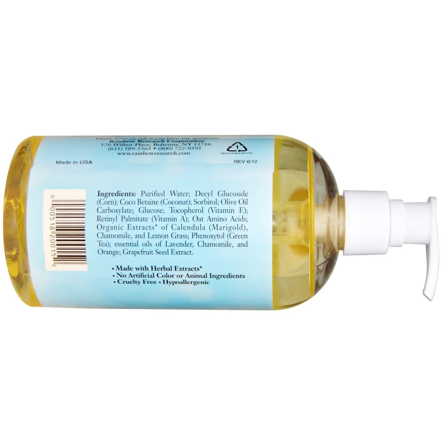 Rainbow Research, Baby Body Wash Scented, 16 Oz UPC 000518200152 | Hilife Vitamins