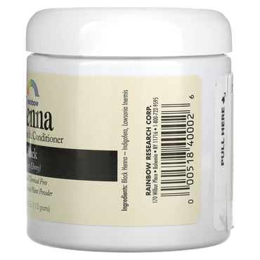 Rainbow Research, Henna, Hair Color & Conditioner, Black, 4 oz (113 g) UPC 000518400026 | Hilife Vitamins